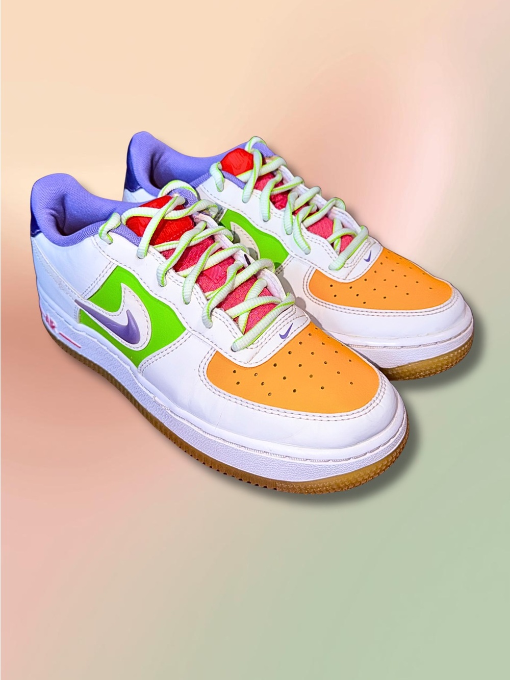 Nike Air Force 1 LV8 GS 4.5Y White Purple Green FD1035-100